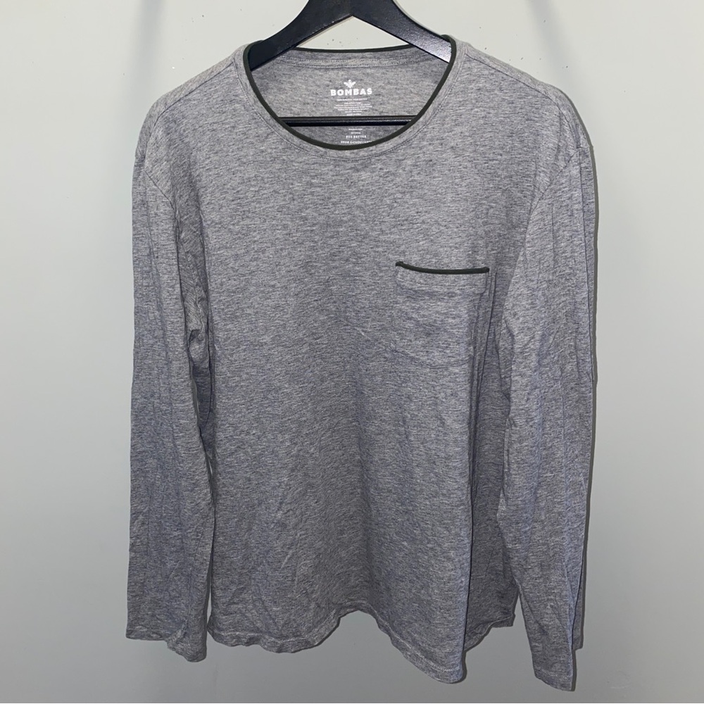 Bombas Peruvian 100% Pima Cotton Heather Gray Pocket Tee Crewneck Men's Large